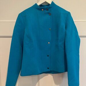 LOUBEN Aqua Blue Coat Zip Up With Buttons. NWT Size 8 Women's.